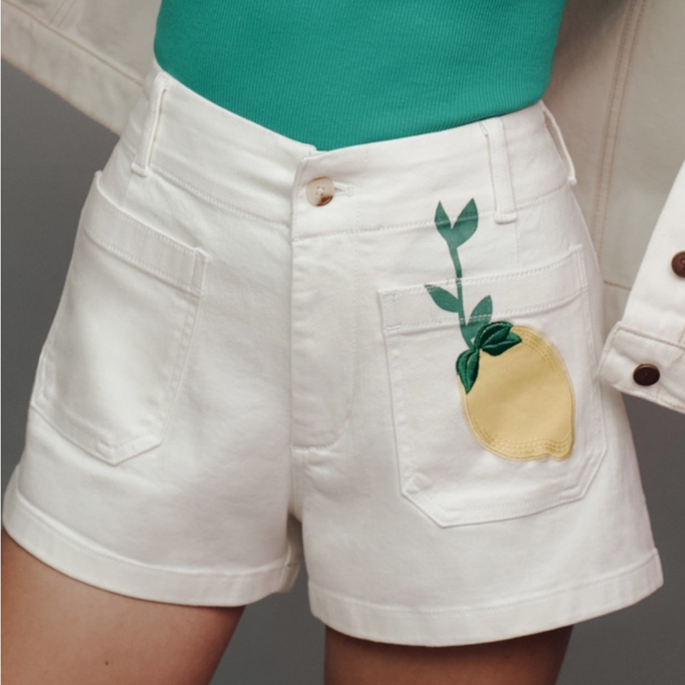 Anthropologie Maeve Collette Cream Shorts: Limoncello Edition Sz: 28